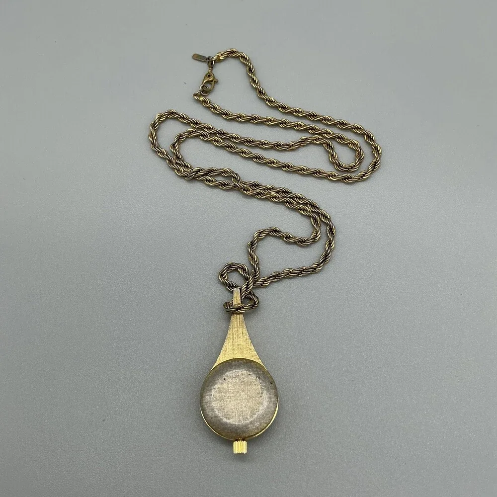 Vintage Lucerne Womens Pendant Necklace Watch 23mm Gold Tone Swiss Manual